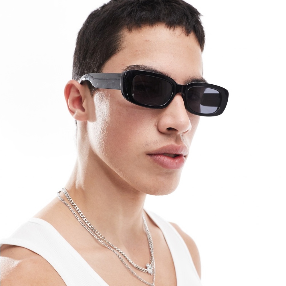 ASOS AJ Morgan Black thick square frame 90s rectangular sunglasses